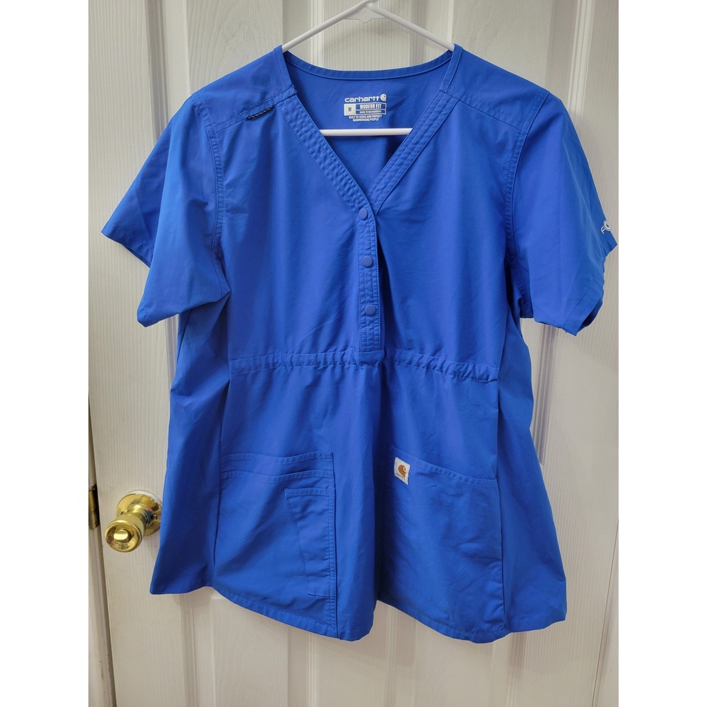 Carhartt Force Modern Fit Scrub Top Blue V-Neck Short Sleeve Medium C14113